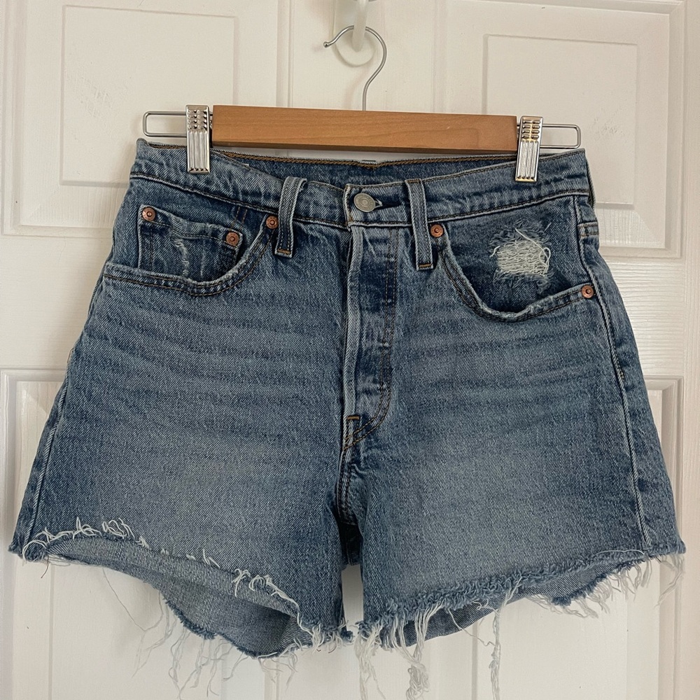 Levi's 501 90s Blue Distressed Jean Shorts